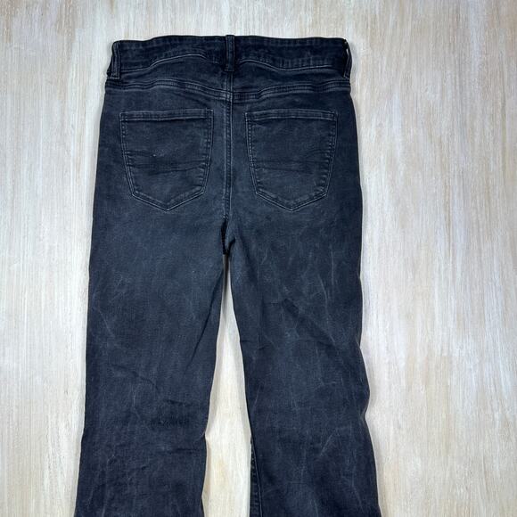 American Eagle Next Level Stretch Black Super High Rise Flare Denim Jeans 10 - Picture 15 of 16